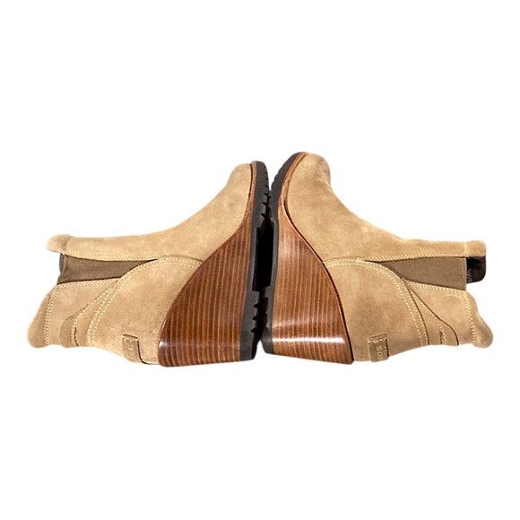Sorel Boots Womens 7.5 Tan Nubuck Wedge Chelsea Ankle Booties After Hours Chic - Picture 5 of 15